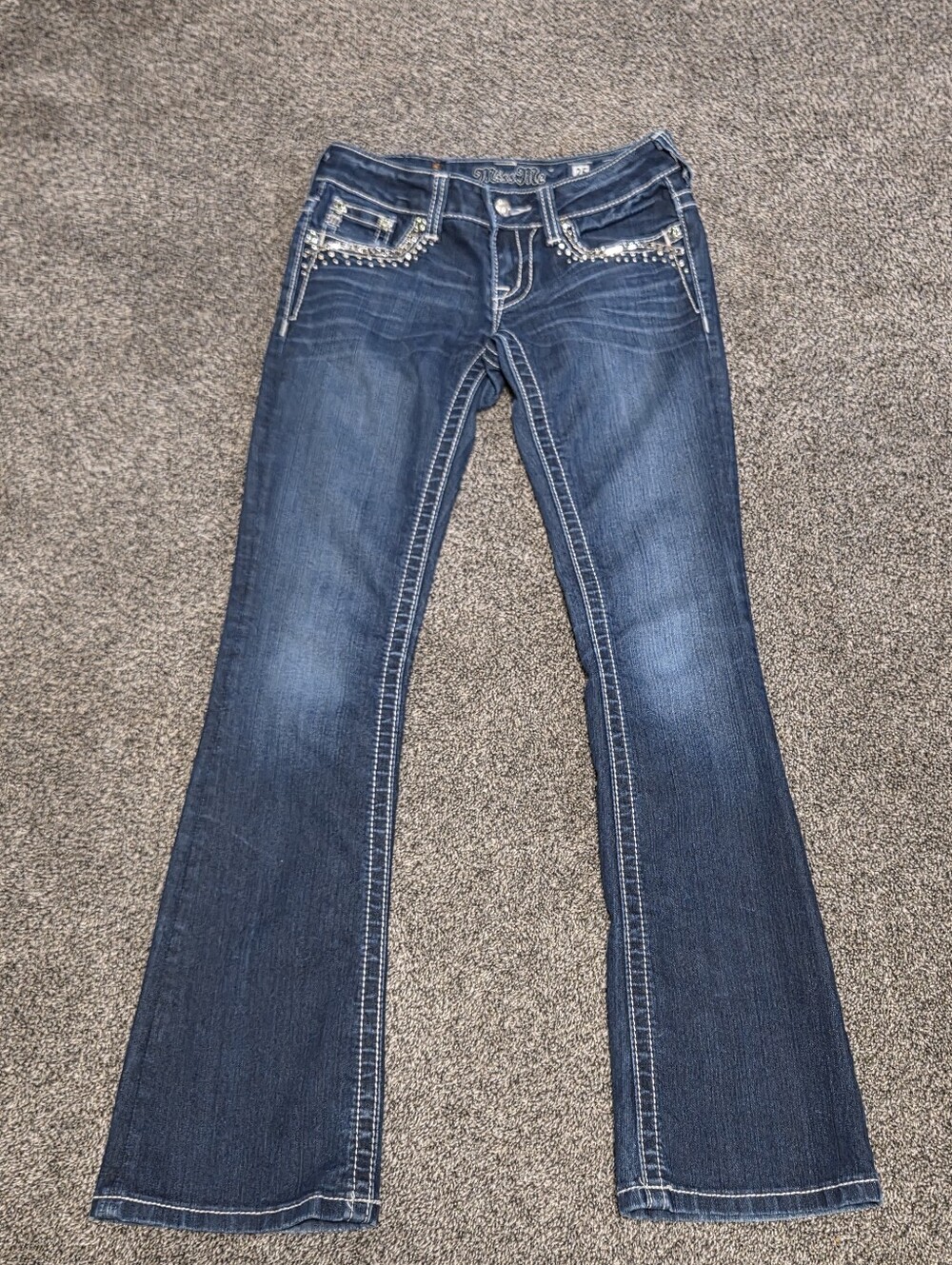 Miss Me jeans boot cut flap pocket 25 JE5438B2R rhinestone chains y2k (28x31)